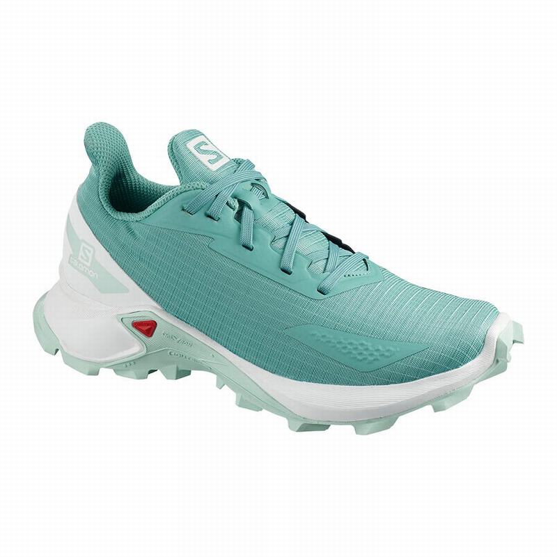 SALOMON UK ALPHACROSS BLAST - Kids Trail Running Shoes Turquoise/White,UDCX28531